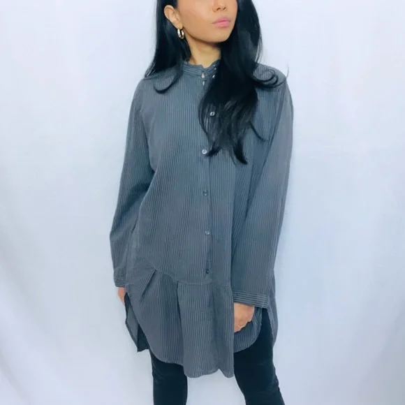 OSKA | Grey Oversized Long Sleeve Button Down Tunic Top - Picture 13 of 13
